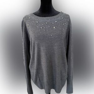 Dress Barn Crew Neck Sequin Sweater -  Size Large